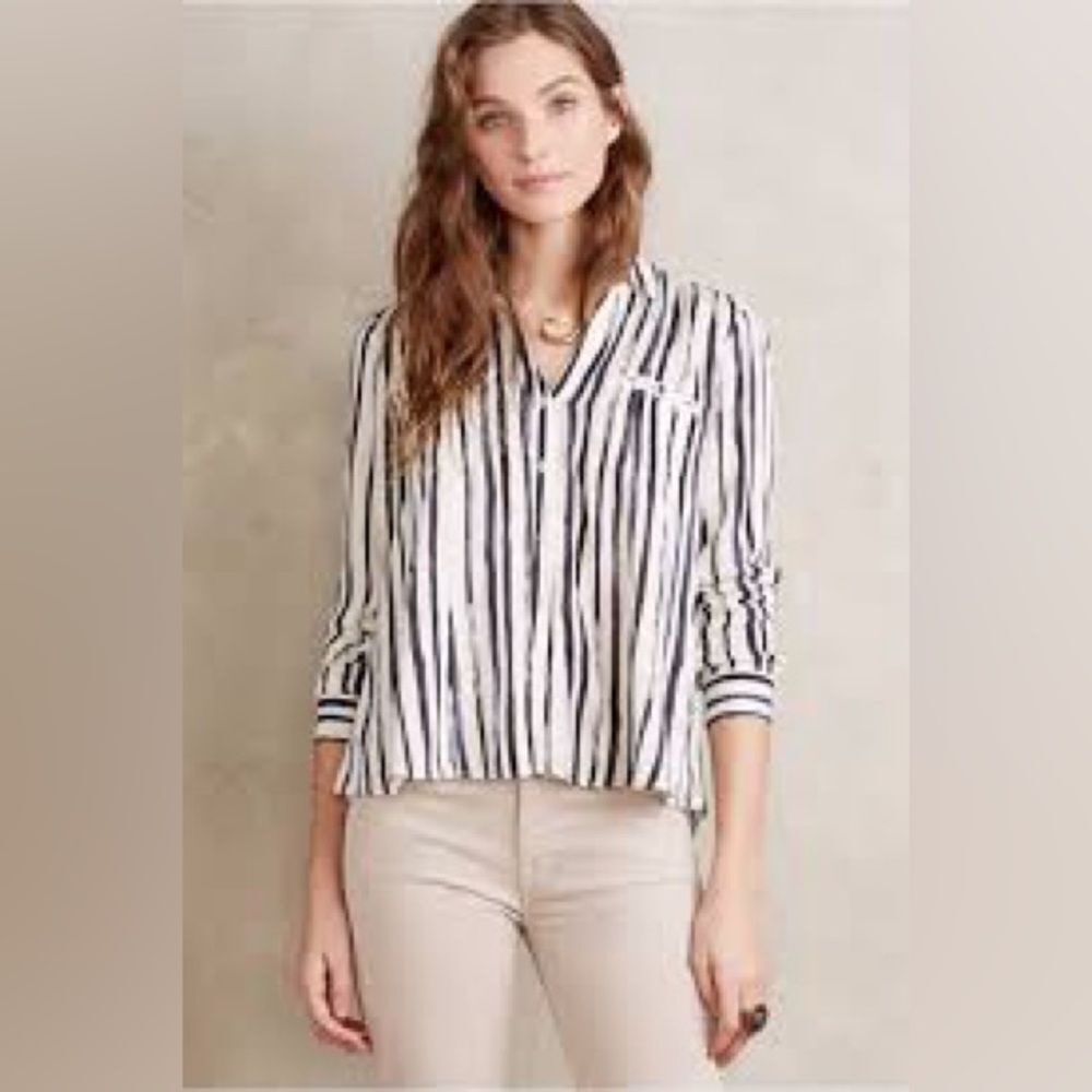 Anthropologie Maeve Conversationalist Button Down Top